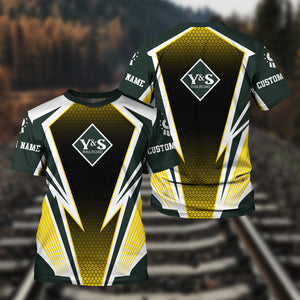 Railspirit Personalized Youngstown & Southern Railroad T-Shirt Lightning Graphic Style Shirt Gift Idea For Train Lover