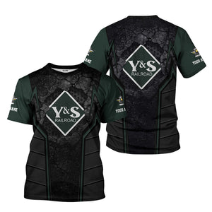 Railspirit Personalized Youngstown & Southern Railroad T-Shirt Cracked Metal Design Train Shirt for Rail Enthusiasts