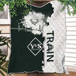 Railspirit Youngstown & Southern Railroad Premium Quilts Engine Heartbeat and Track Love Style Quilts Gift Idea For Train Lovers