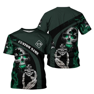 Railspirit Personalized Youngstown & Southern Railroad T-Shirt Flame Skull Design Train Shirt for Locomotive Fans