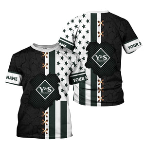 Railspirit Personalized Youngstown & Southern Railroad T-Shirt American Flag with Crack Effect Train Shirt