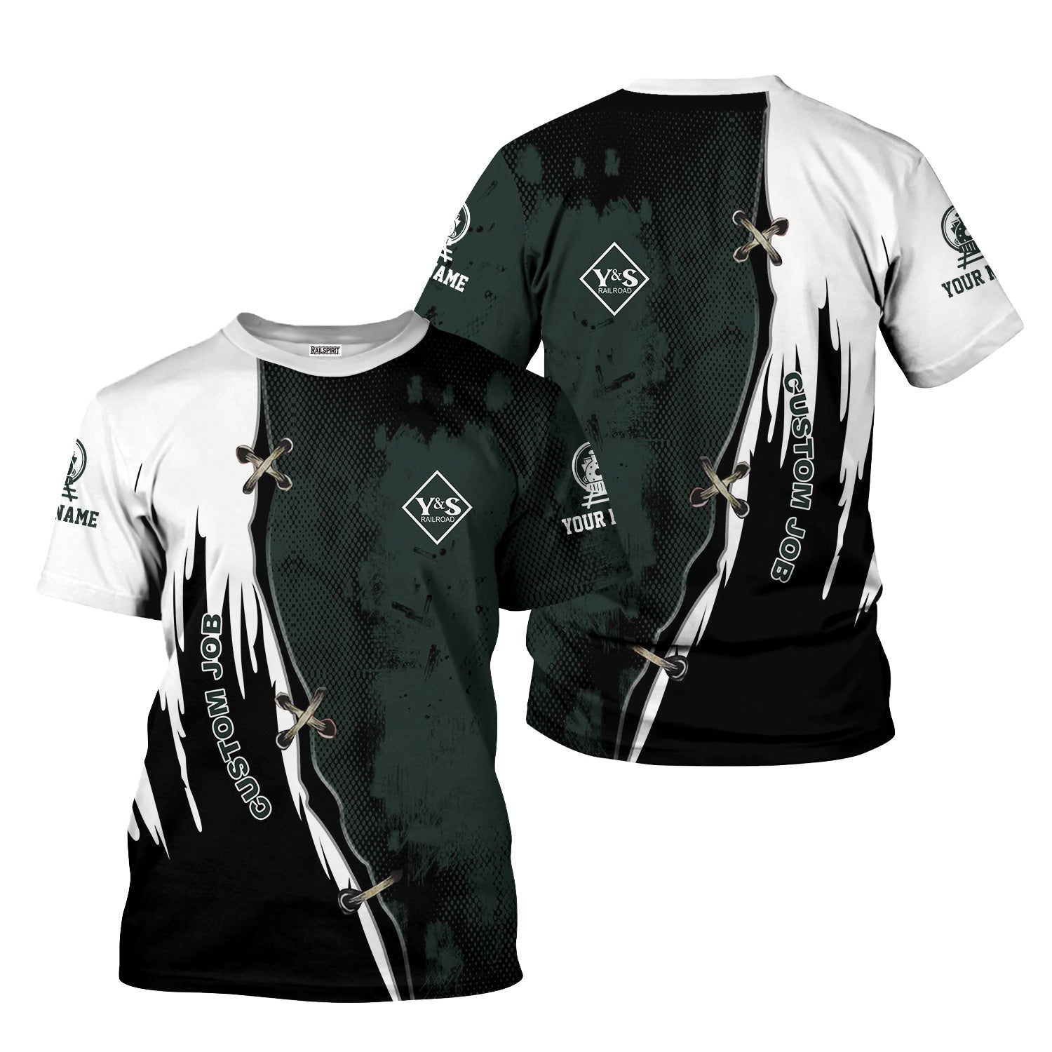 Railspirit Personalized Youngstown & Southern Railroad T-Shirt Retro Stitches Design with Custom Position Train Shirt