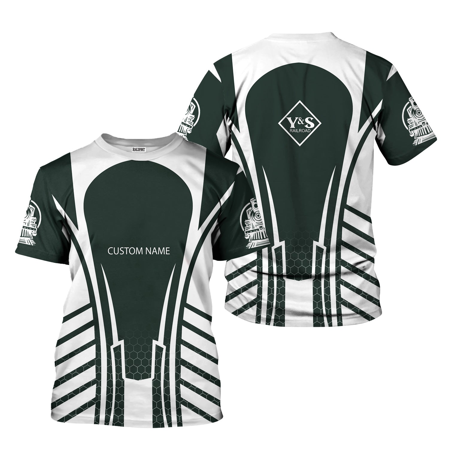 Railspirit Personalized Youngstown & Southern Railroad T-Shirt Striped Railroad Style Train Shirt All Over Print