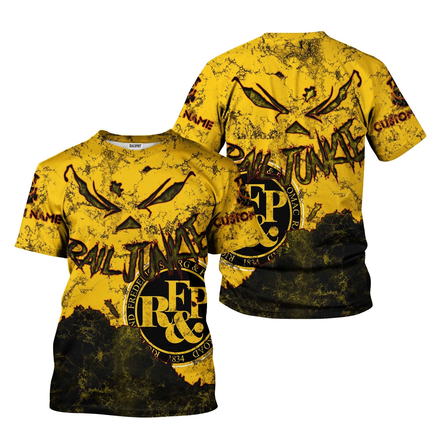 Railspirit Personalized Richmond, Fredericksburg And Potomac Railroad T-Shirt Torn Graphic Style Train Shirt For Rail Junkie