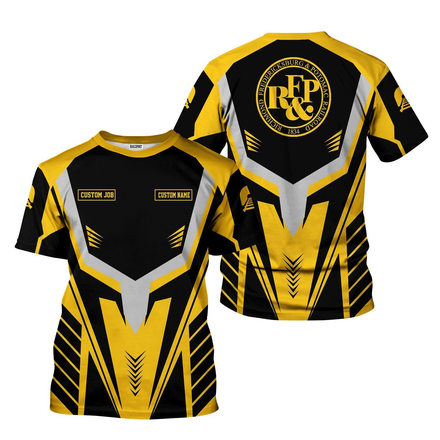 Railspirit Personalized Richmond, Fredericksburg And Potomac Railroad T-Shirt Workwear-Inspired with Custom Position Train Shirt