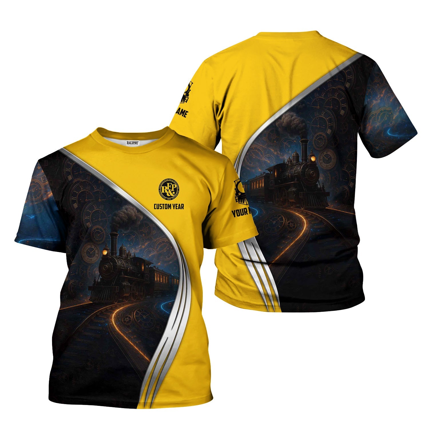 Railspirit Personalized Richmond, Fredericksburg And Potomac Railroad T-Shirt Steampunk Locomotive with Custom Year Train Shirt