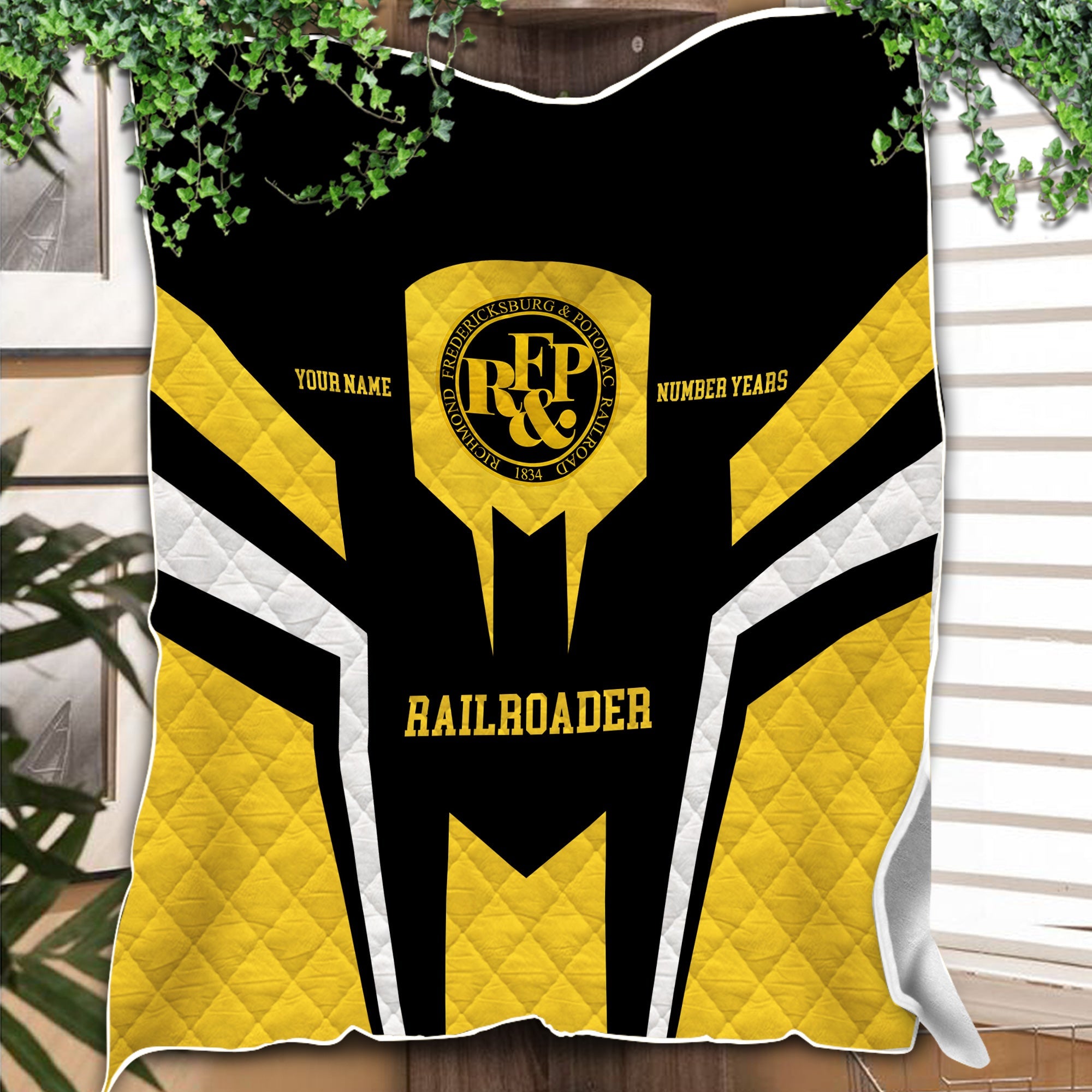 Railspirit Personalized Richmond, Fredericksburg And Potomac Railroad Premium Quilts Custom Year Railroader Gift Idea For Train Lover