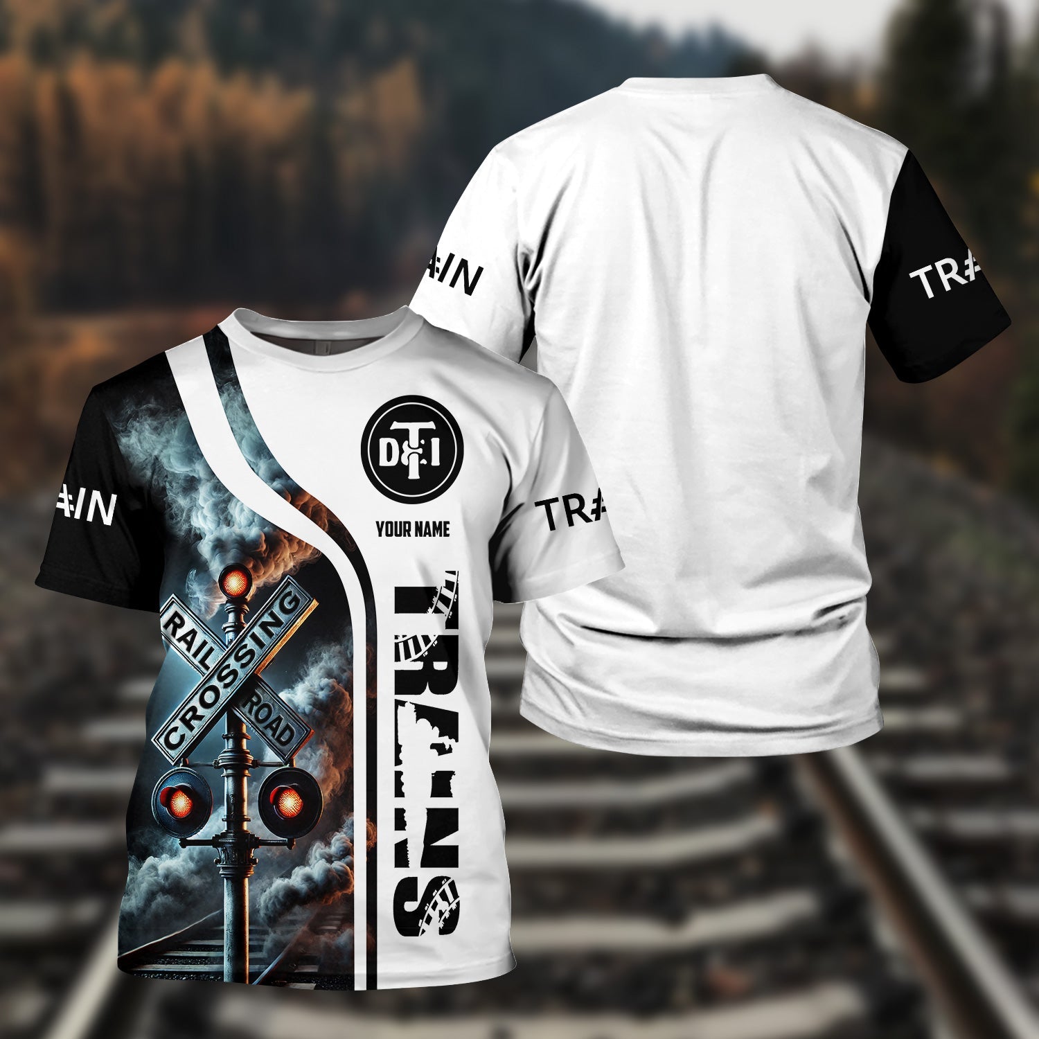Railspirit Custom Name Detroit Toledo And Ironton Railroad T Shirt Railroad Crossing Sign Train Shirt All Over Print