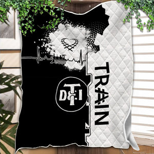 Railspirit Detroit Toledo And Ironton Railroad Premium Quilts Engine Heartbeat and Track Love Style Quilts Gift Idea For Train Lovers