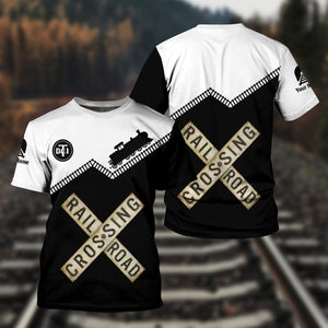 Railspirit Personalized Detroit Toledo And Ironton Railroad T Shirt Railroad Crossing Printed Train Track Shirt