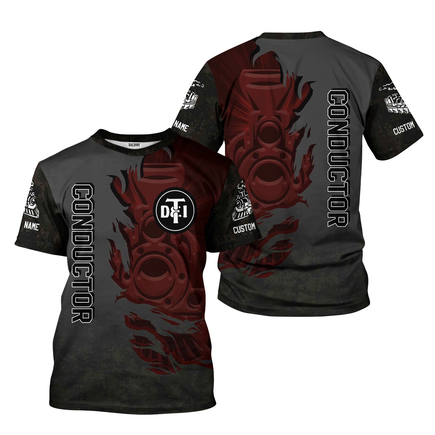 Railspirit Personalized Detroit Toledo And Ironton Railroad T-Shirt Blazing Style with Custom Position Train Shirt