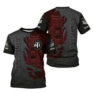 Railspirit Personalized Detroit Toledo And Ironton Railroad T-Shirt Blazing Style with Custom Position Train Shirt