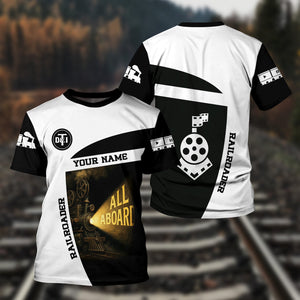 Railspirit Personalized Detroit Toledo And Ironton Railroad T-Shirt All Aboard Steam Train Movie Projector Style Shirt
