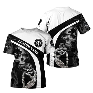 Railspirit Personalized Detroit Toledo And Ironton Railroad T-Shirt Flame Skull Design Train Shirt for Locomotive Fans