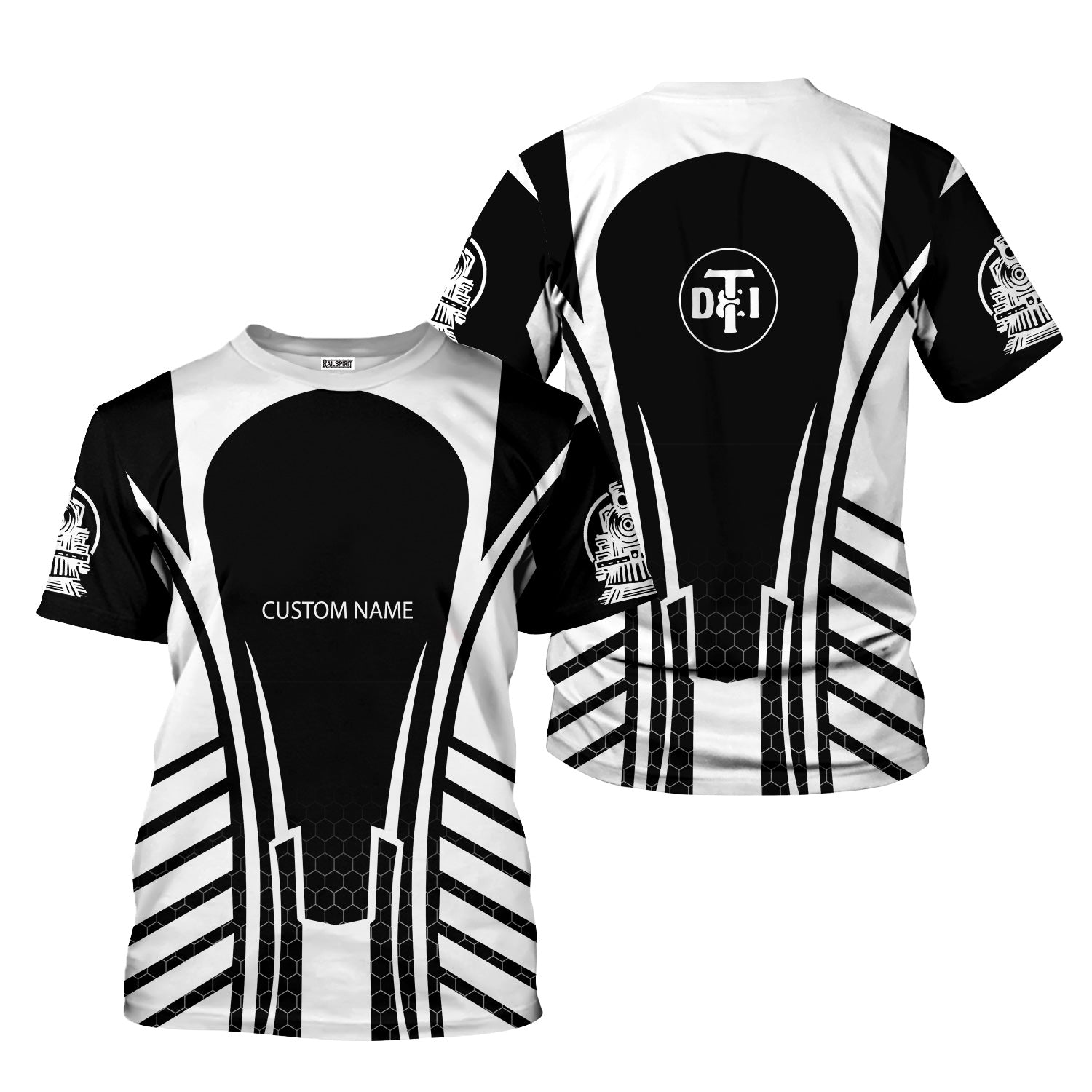 Railspirit Personalized Detroit Toledo And Ironton Railroad T-Shirt Striped Railroad Style Train Shirt All Over Print