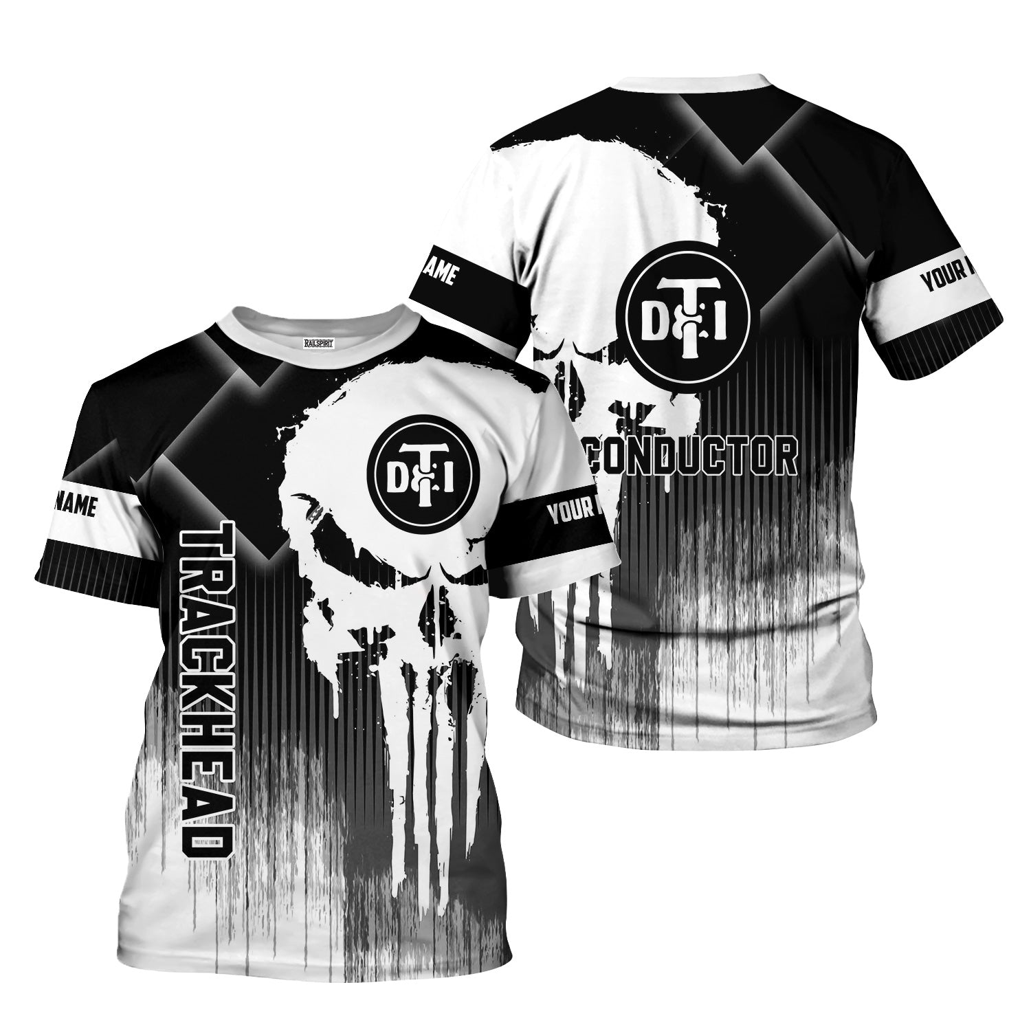 Railspirit Personalized Detroit Toledo And Ironton Railroad T-Shirt Skull Design with Custom Job Train Shirt for Trackhead Crew