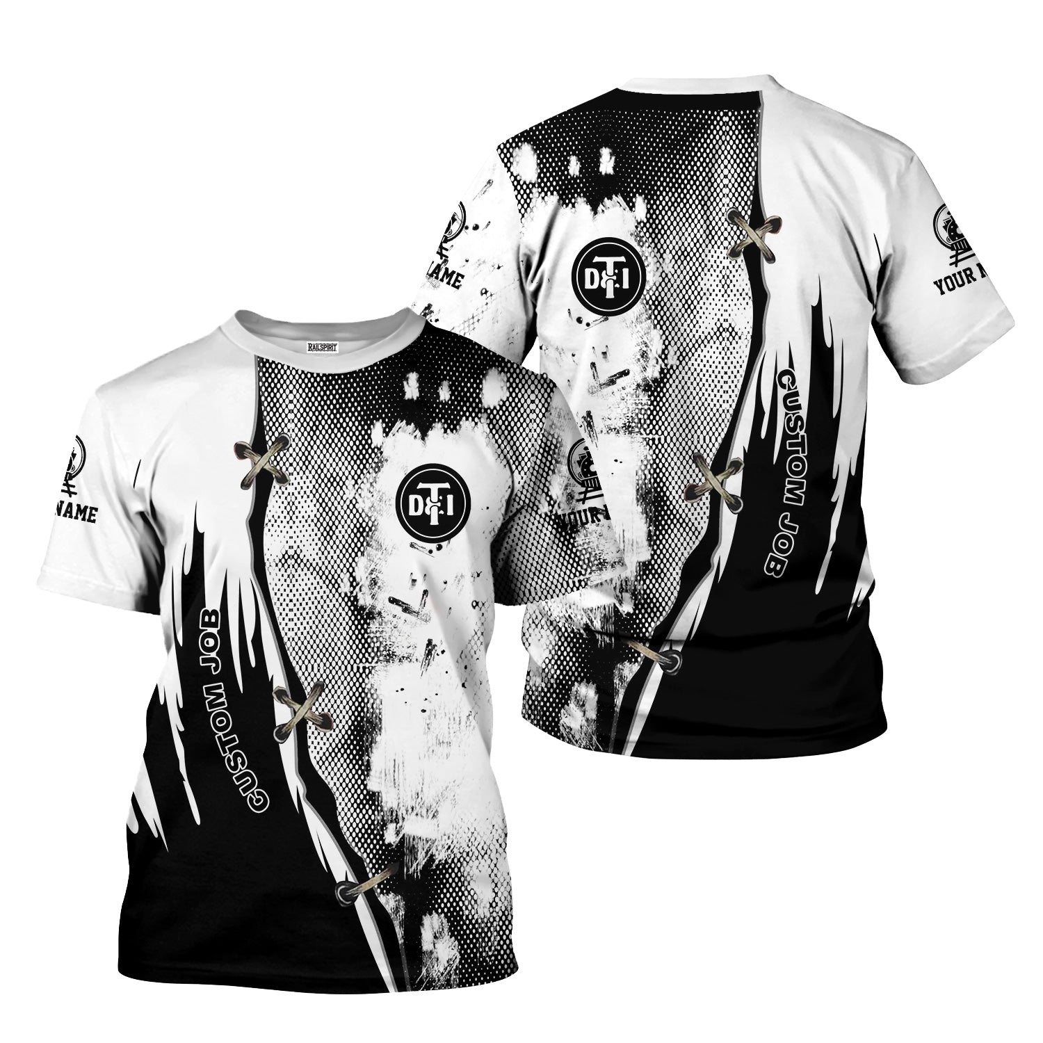 Railspirit Personalized Detroit Toledo And Ironton Railroad T-Shirt Retro Stitches Design with Custom Position Train Shirt