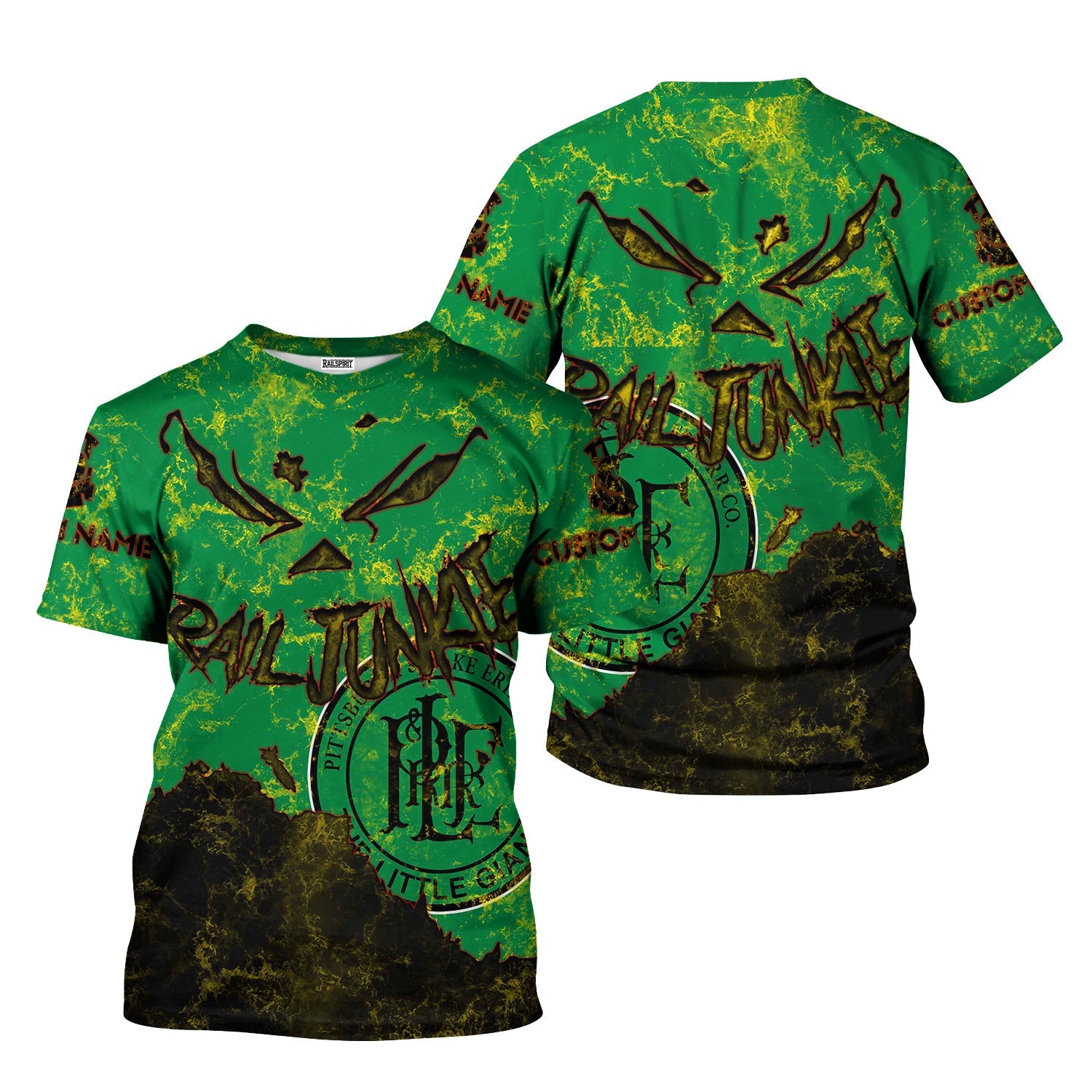 Railspirit Personalized Pittsburgh And Lake Erie Railroad T-Shirt Torn Graphic Style Train Shirt For Rail Junkie