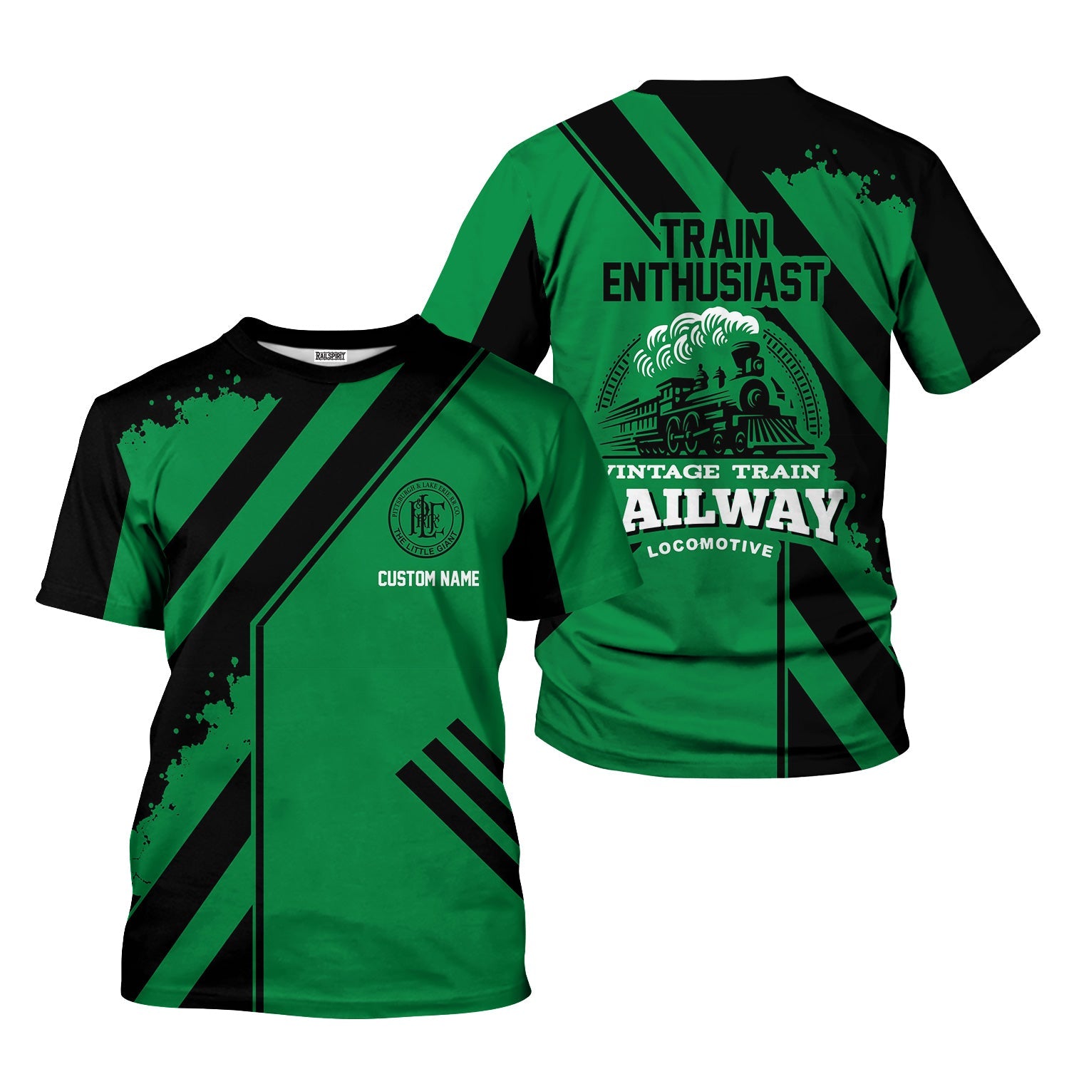 Railspirit Personalized Pittsburgh And Lake Erie Railroad T-Shirt Locomotive Design Train Shirt for Train Enthusiast