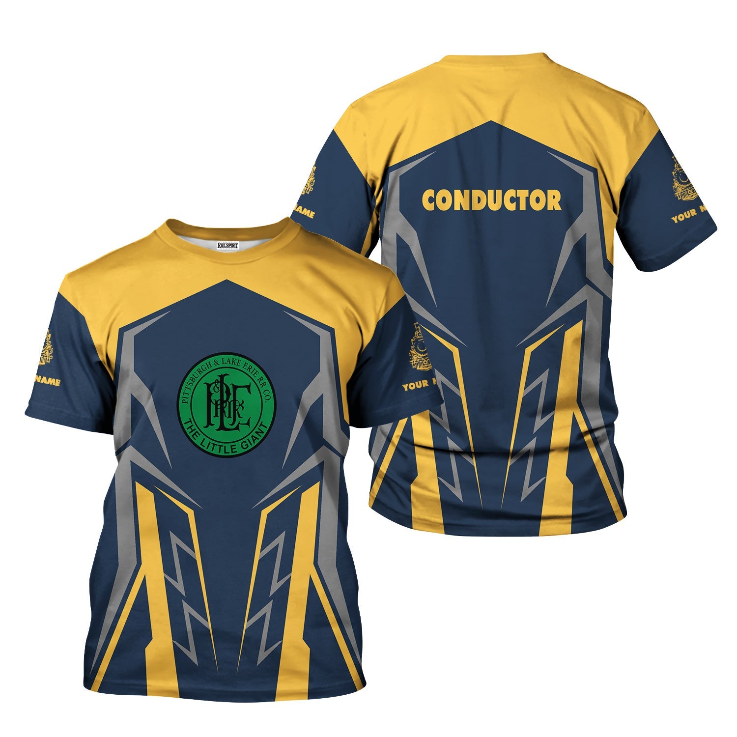 Railspirit Personalized Pittsburgh And Lake Erie Railroad T-Shirt Futuristic Design with Custom Job Train Shirt