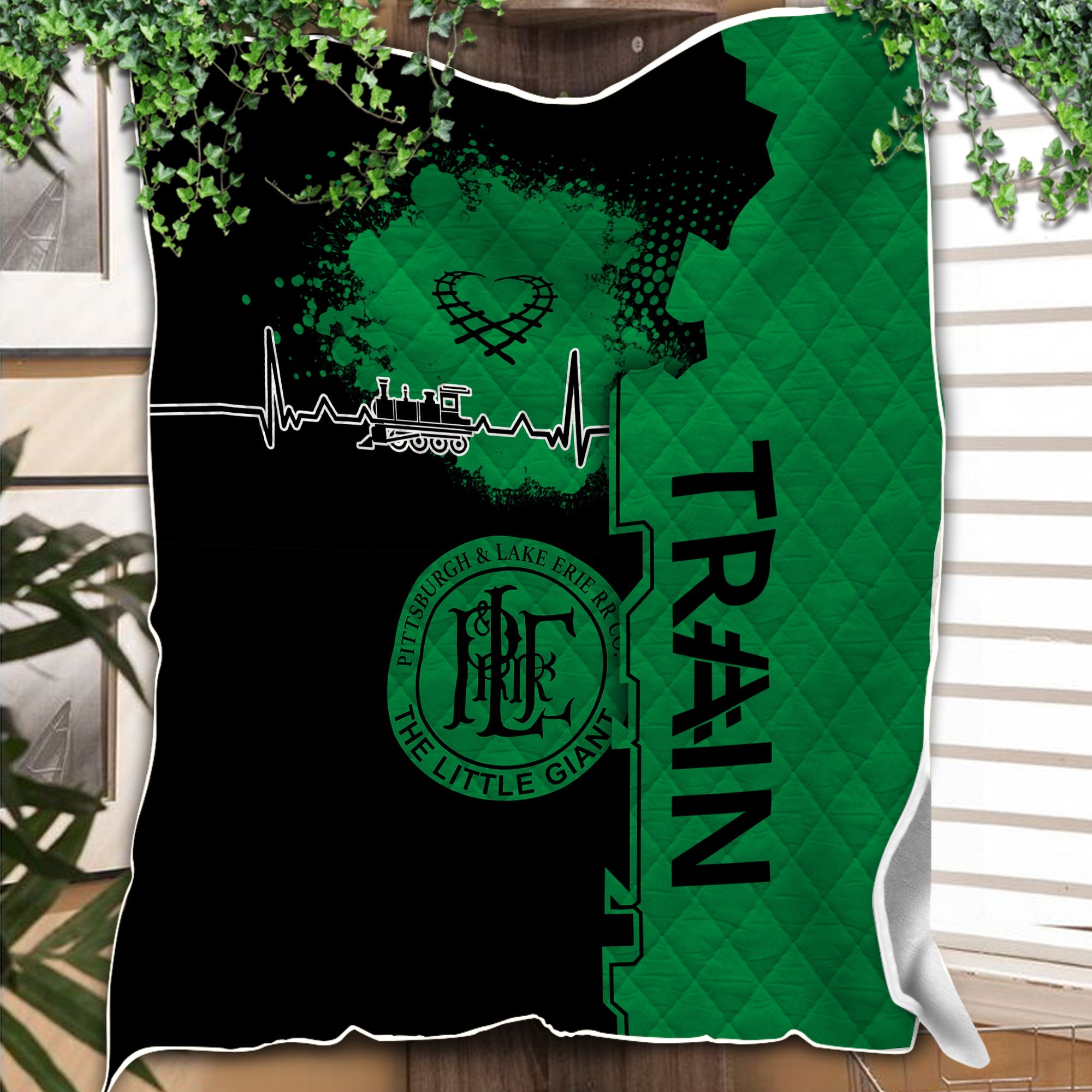 Railspirit Pittsburgh And Lake Erie Railroad Premium Quilts Engine Heartbeat and Track Love Style Quilts Gift Idea For Train Lovers