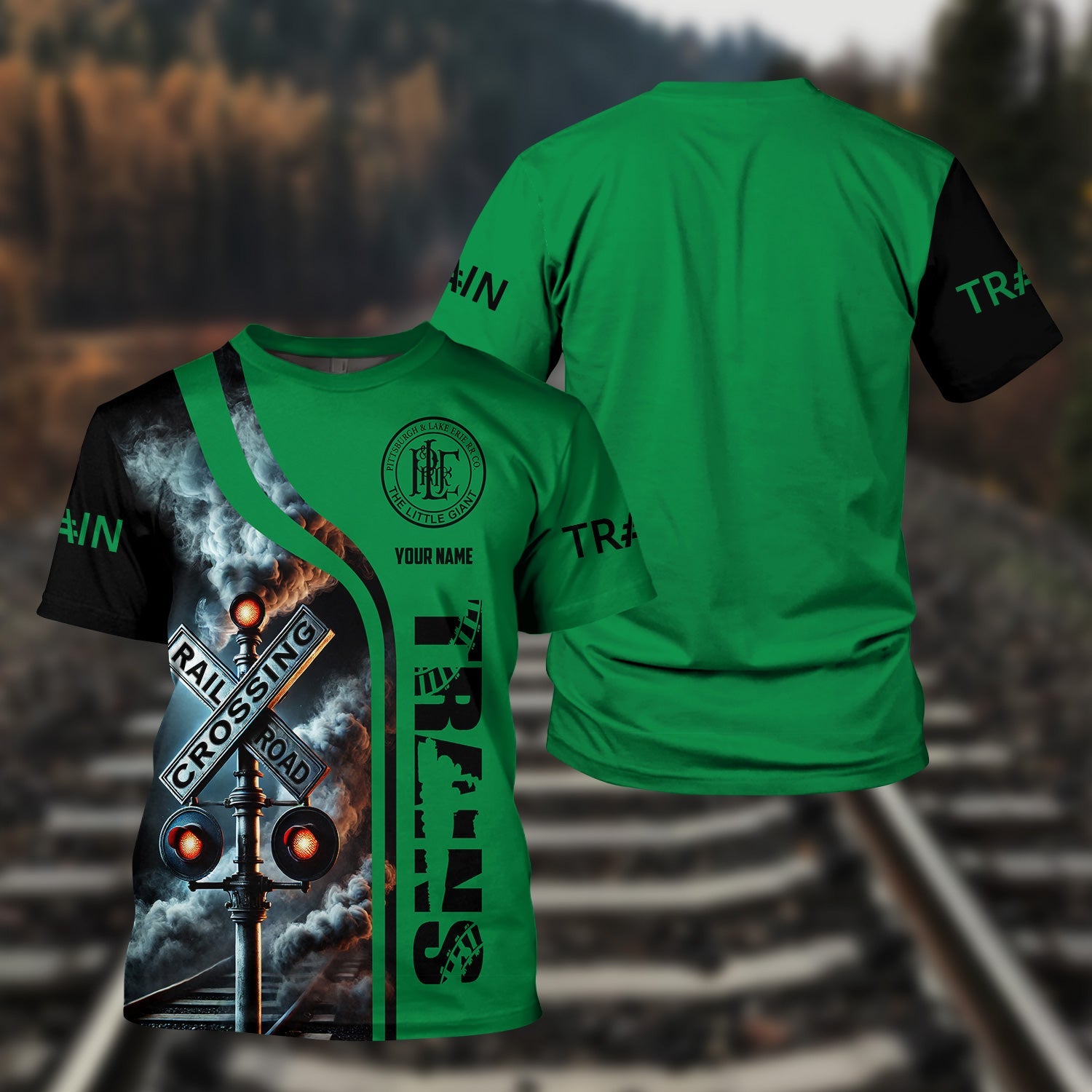 Railspirit Custom Name Pittsburgh And Lake Erie Railroad T Shirt Railroad Crossing Sign Train Shirt All Over Print