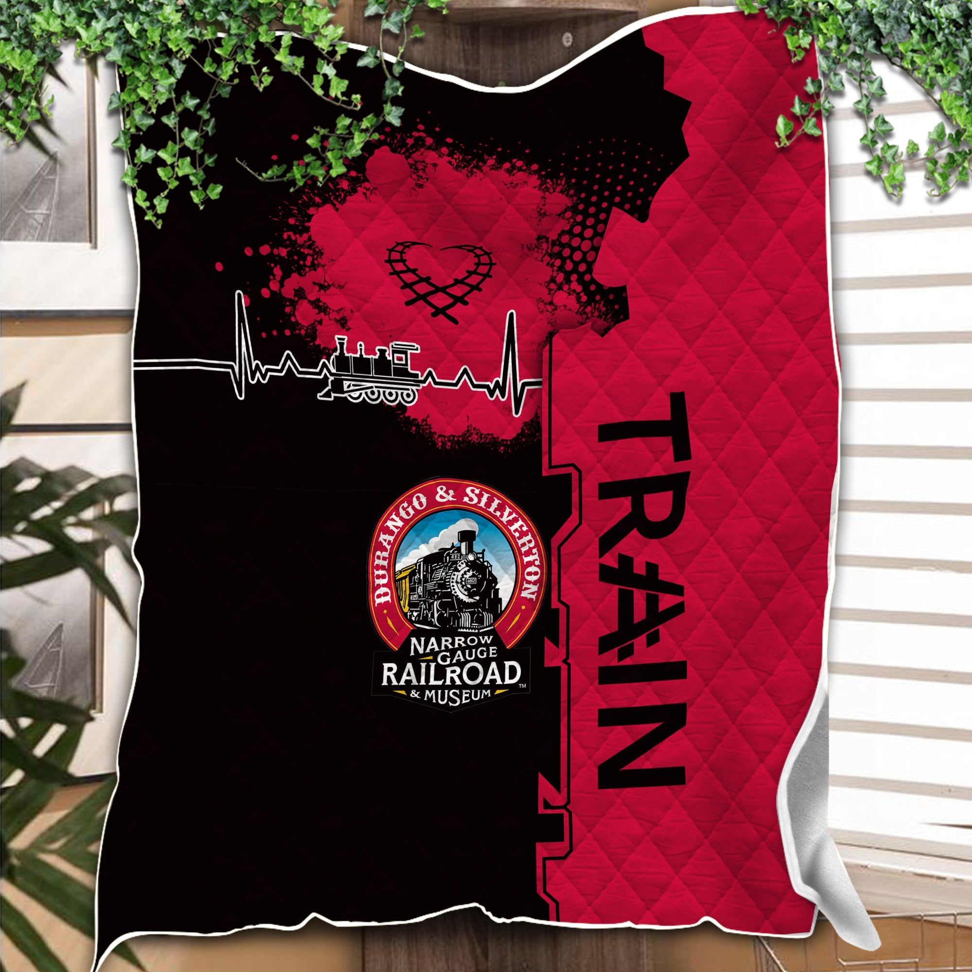 Railspirit Durango And Silverton Narrow Gauge Railroad Premium Quilts Engine Heartbeat and Track Love Style Quilts Gift Idea For Train Lovers
