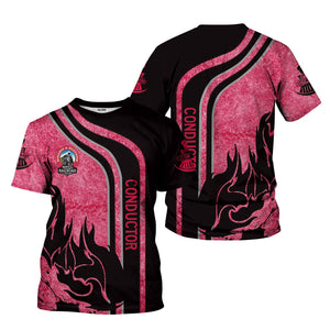 Railspirit Personalized Durango And Silverton Narrow Gauge Railroad T-Shirt Flame Design with Custom Job Position Train Shirt