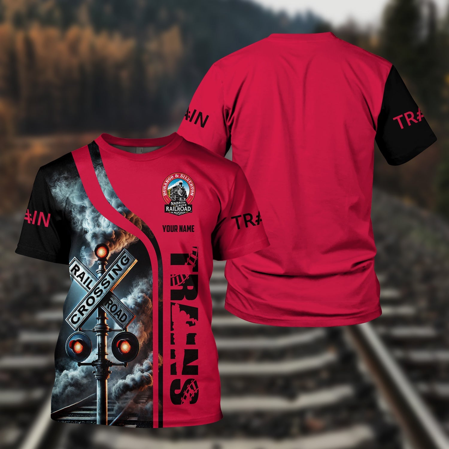 Railspirit Custom Name Durango And Silverton Narrow Gauge Railroad T Shirt Railroad Crossing Sign Train Shirt All Over Print