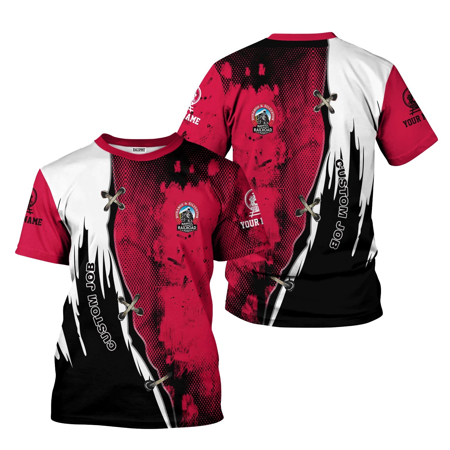 Railspirit Personalized Durango And Silverton Narrow Gauge Railroad T-Shirt Retro Stitches Design with Custom Position Train Shirt