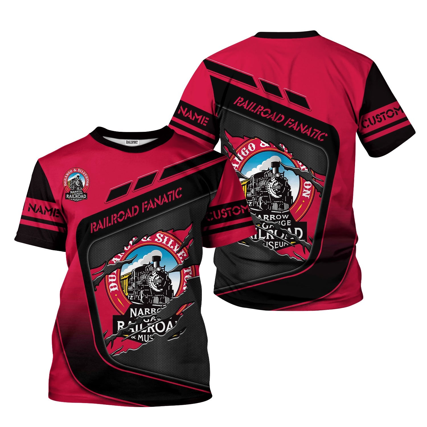 Railspirit Personalized Durango And Silverton Narrow Gauge Railroad T-Shirt Ripped Texture Style Train Shirt For Railroad Fanatic