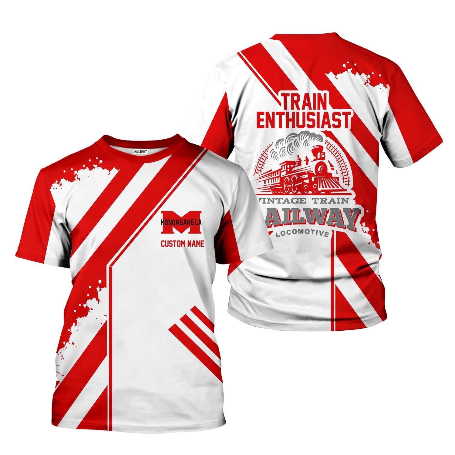 Railspirit Personalized Monongahela Railroad T-Shirt Locomotive Design Train Shirt for Train Enthusiast