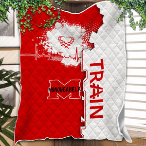 Railspirit Monongahela Railroad Premium Quilts Engine Heartbeat and Track Love Style Quilts Gift Idea For Train Lovers