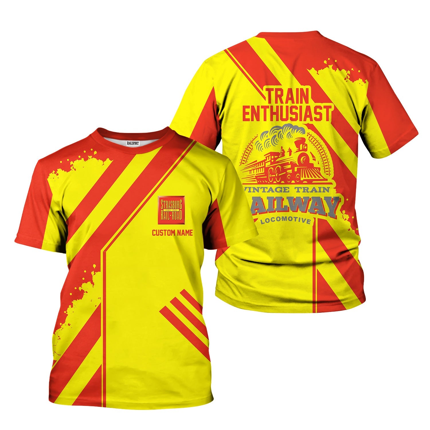 Railspirit Personalized Strasburg Railroad T-Shirt Locomotive Design Train Shirt for Train Enthusiast