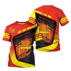Railspirit Personalized Strasburg Railroad T-Shirt Ripped Texture Style Train Shirt For Railroad Fanatic