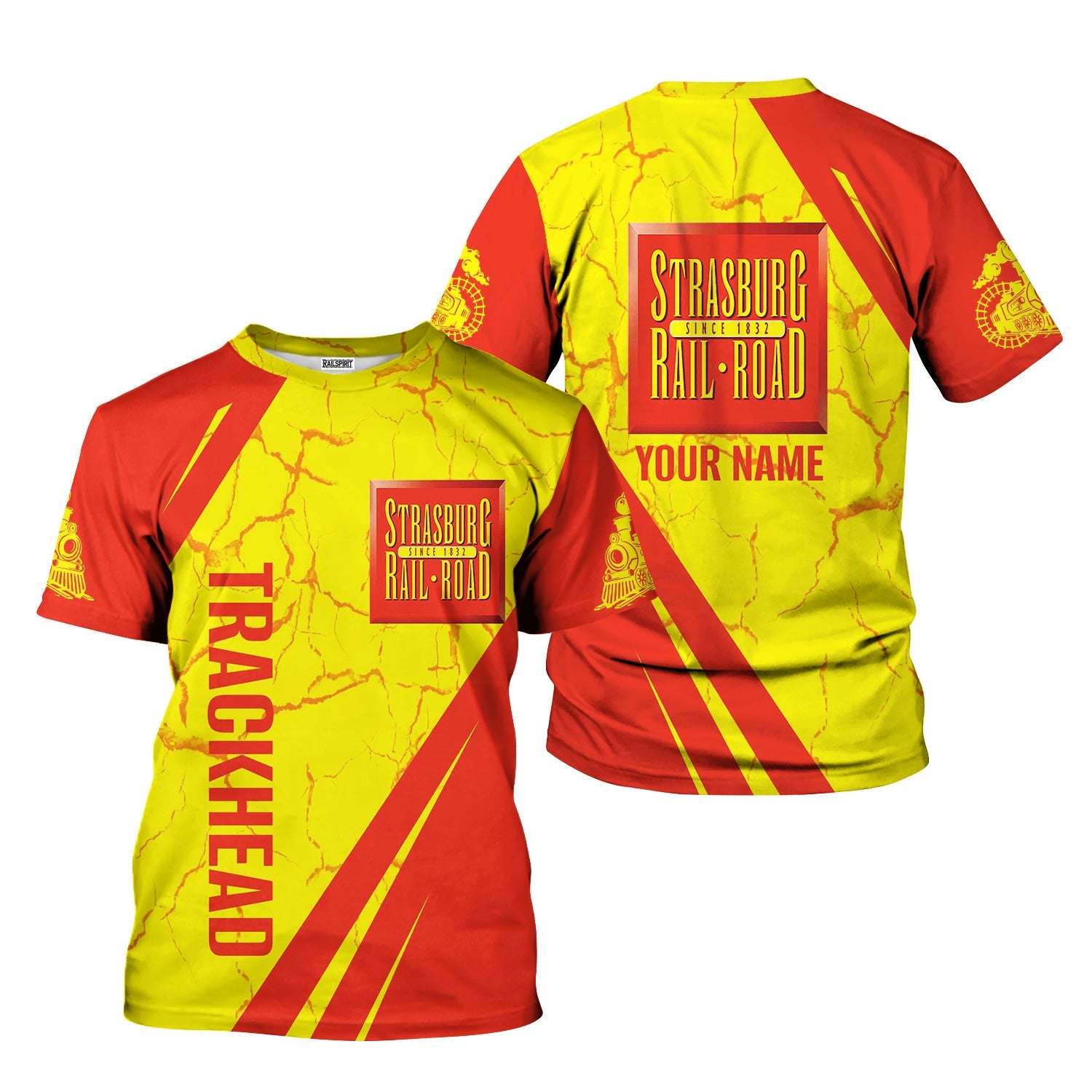 Railspirit Personalized Strasburg Railroad T-Shirt Crackle Texture Style Shirt For Trackhead