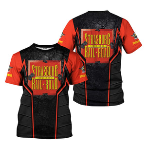 Railspirit Personalized Strasburg Railroad T-Shirt Cracked Metal Design Train Shirt for Rail Enthusiasts