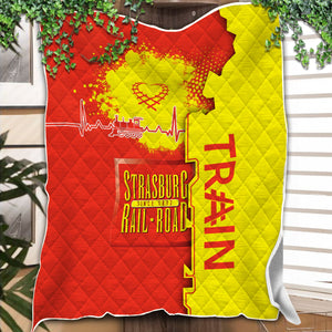 Railspirit Strasburg Railroad Premium Quilts Engine Heartbeat and Track Love Style Quilts Gift Idea For Train Lovers