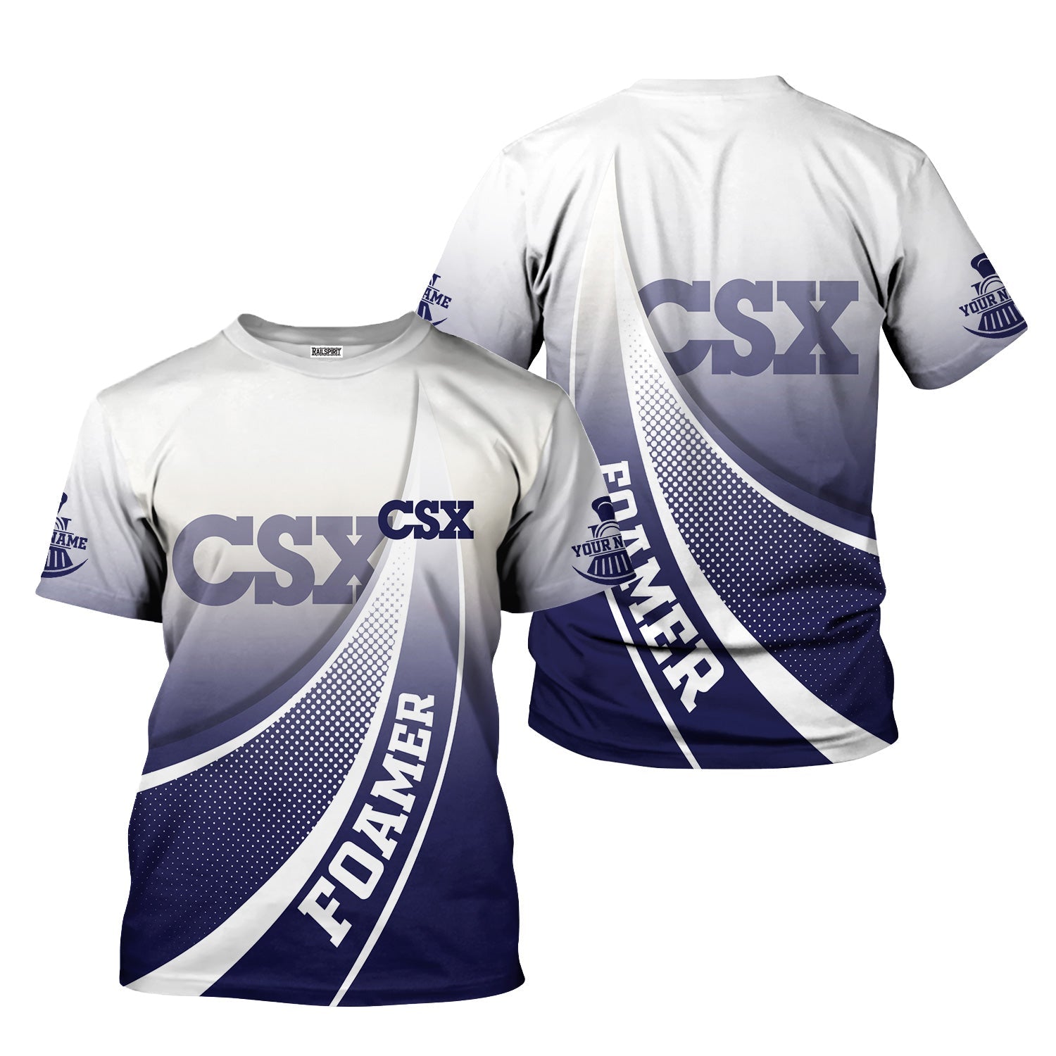 Railspirit Personalized CSX Transportation Railroad T-Shirt Railway-Themed Style Shirt Gift Idea For Trainspotter