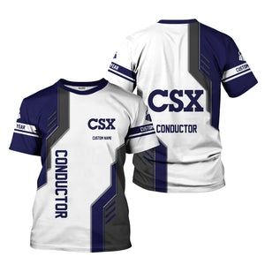 Railspirit Personalized CSX Transportation Railroad T-Shirt Unique Railway Style with Custom Job Train Shirt