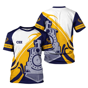 Railspirit Personalized CSX Transportation Railroad T-Shirt Flame-Inspired Style Shirt Gift Idea For Train Lovers