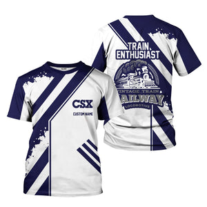 Railspirit Personalized CSX Transportation Railroad T-Shirt Locomotive Design Train Shirt for Train Enthusiast