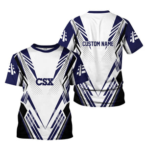 Railspirit Personalized CSX Transportation Railroad T-Shirt Railroad Tribute Design Train Shirt for Train Lovers