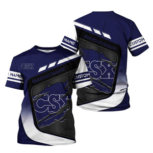 Railspirit Personalized CSX Transportation Railroad T-Shirt Ripped Texture Style Train Shirt For Railroad Fanatic