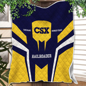 Railspirit Personalized CSX Transportation Railroad Premium Quilts Custom Year Railroader Gift Idea For Train Lover