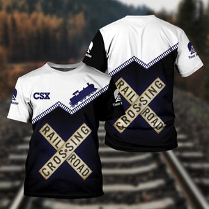 Railspirit Personalized CSX Transportation Railroad T Shirt Railroad Crossing Printed Train Track Shirt