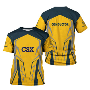 Railspirit Personalized CSX Transportation Railroad T-Shirt Futuristic Design with Custom Job Train Shirt
