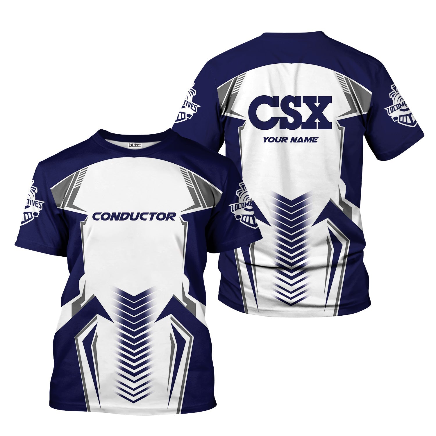 Railspirit Personalized CSX Transportation Railroad T-Shirt Standout Style with Custom Position Train Shirt