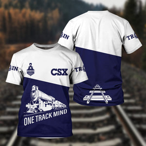 Railspirit Personalized CSX Transportation Railroad T Shirt One Track Mind Unisex Train Shirt Gift Idea For Train Lover