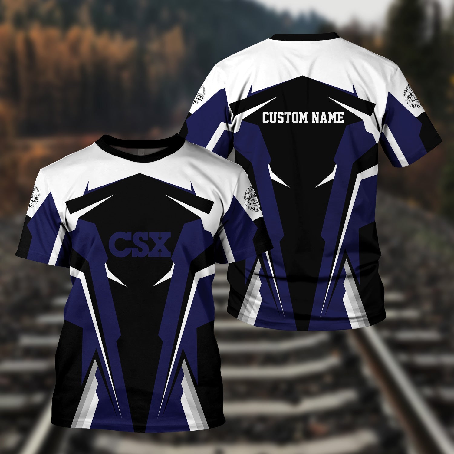 Railspirit Personalized CSX Transportation Railroad T Shirt Strong Line Style Train Unisex Shirt All Over Print